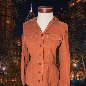 Boho Tilt Vintage Corduroy‎ Jean Style Jacket Hooded Cotton Rust 100% cotton